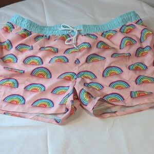 Rainbow Patterned Pink Men's Shorts